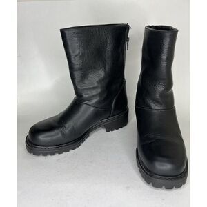 Ll Bean Ankle Boots Women Size 7.5W Black Leather Back Zipper